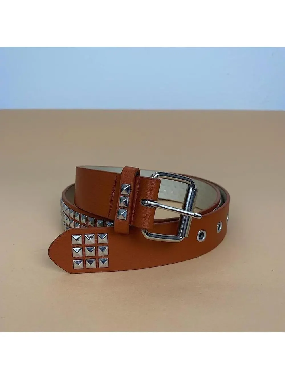 Cyber Grunge Diamond Studded brown essential belt. Y2k 2000s style. Fits a